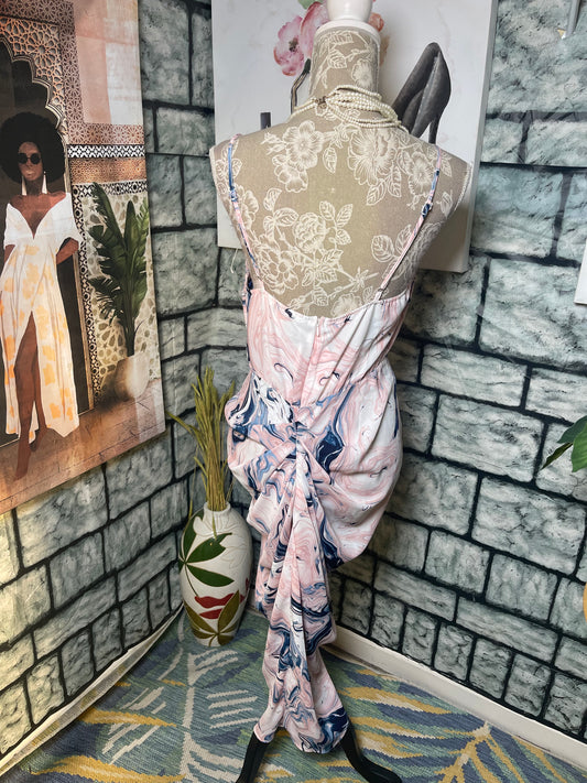 Iris Blue Pink Dress Women sz Medium