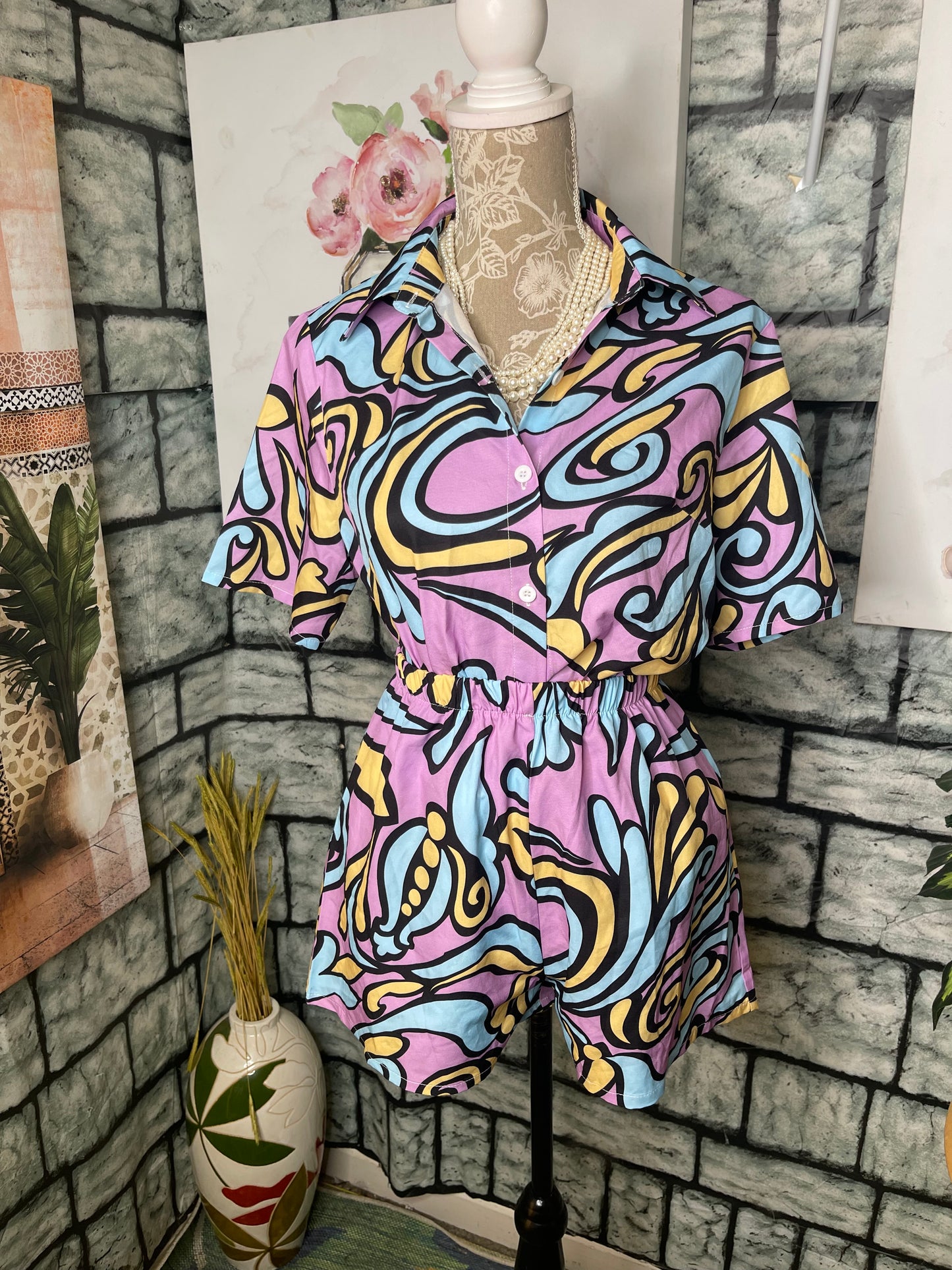 Shein Purple Blue 2 Piece Set Women sz Medium