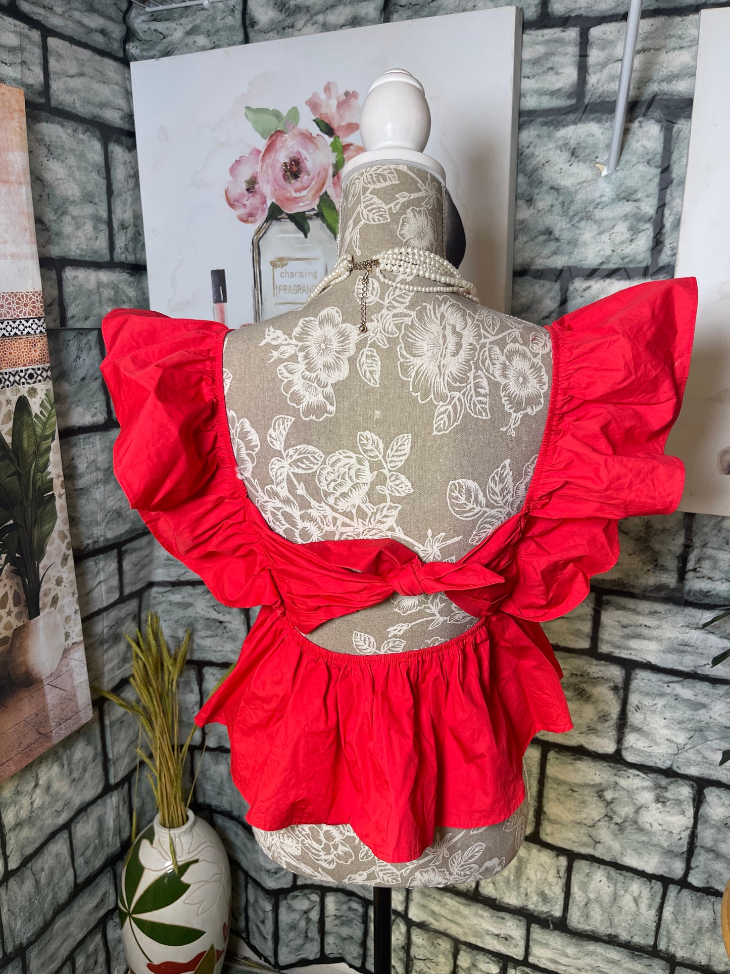 Day Moon Red Blouse Women sz Small