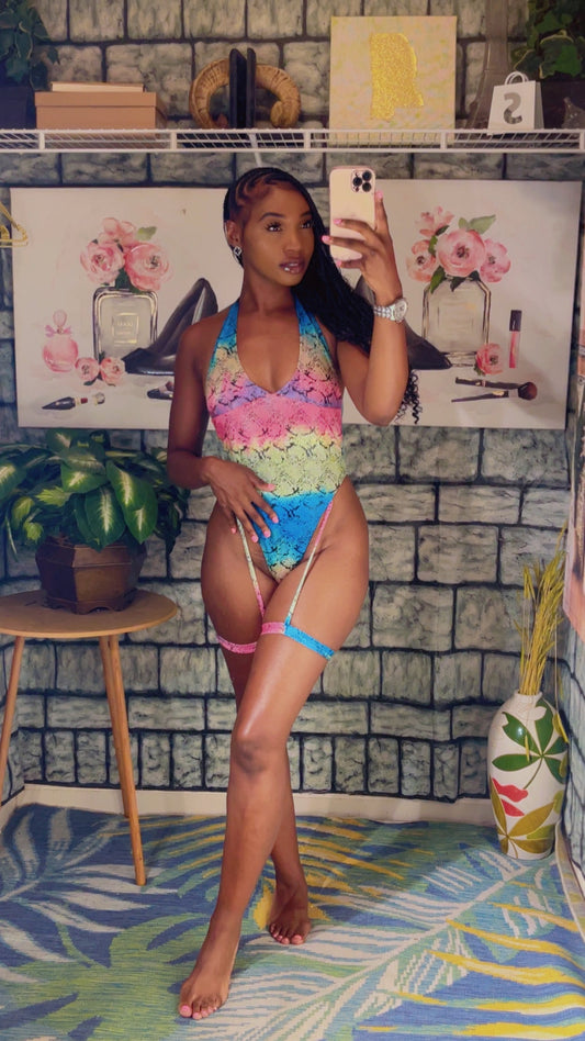 Colorful swimsuit women sz Large