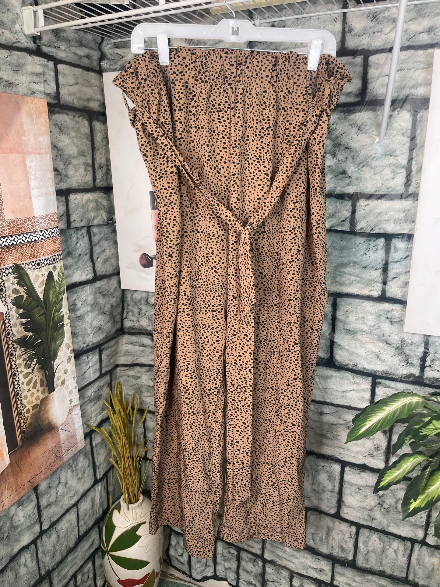 Shein Brown Print Pants Women sz 2XL