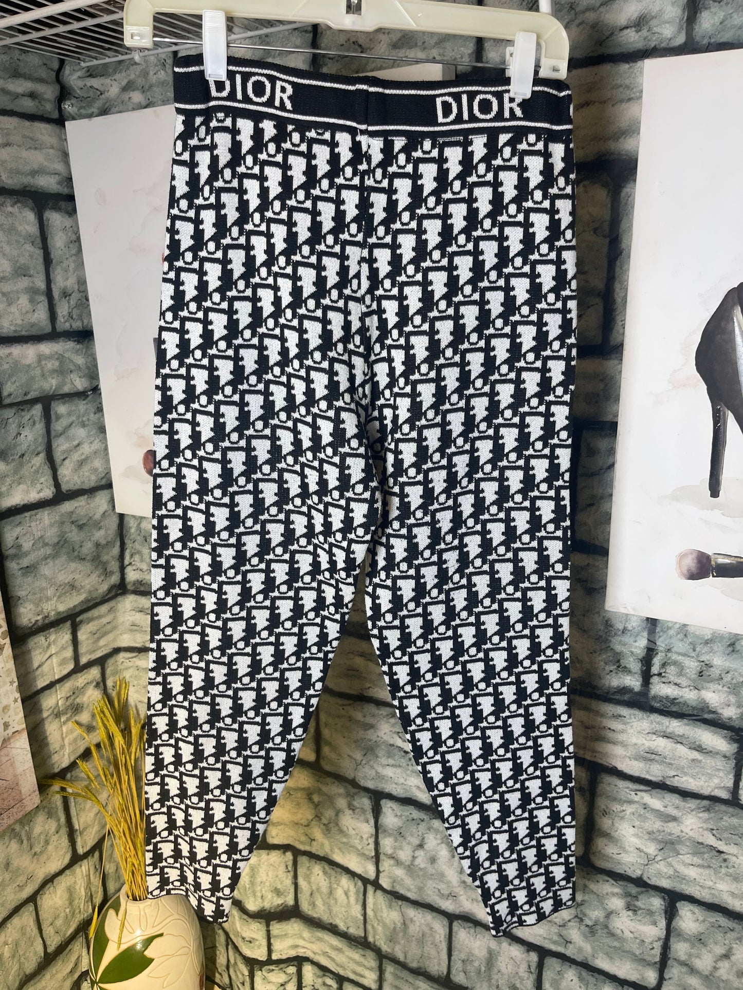 "CD" Black White Sweater Tights Women sz Large