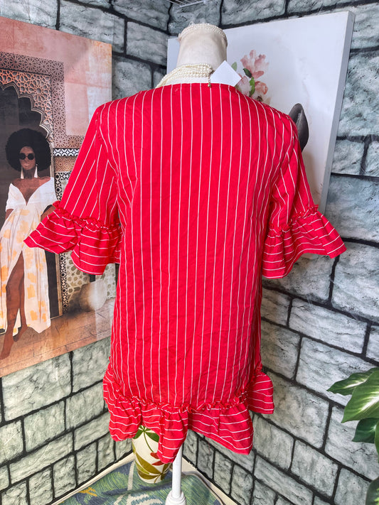 Red White Blouse Women sz Small