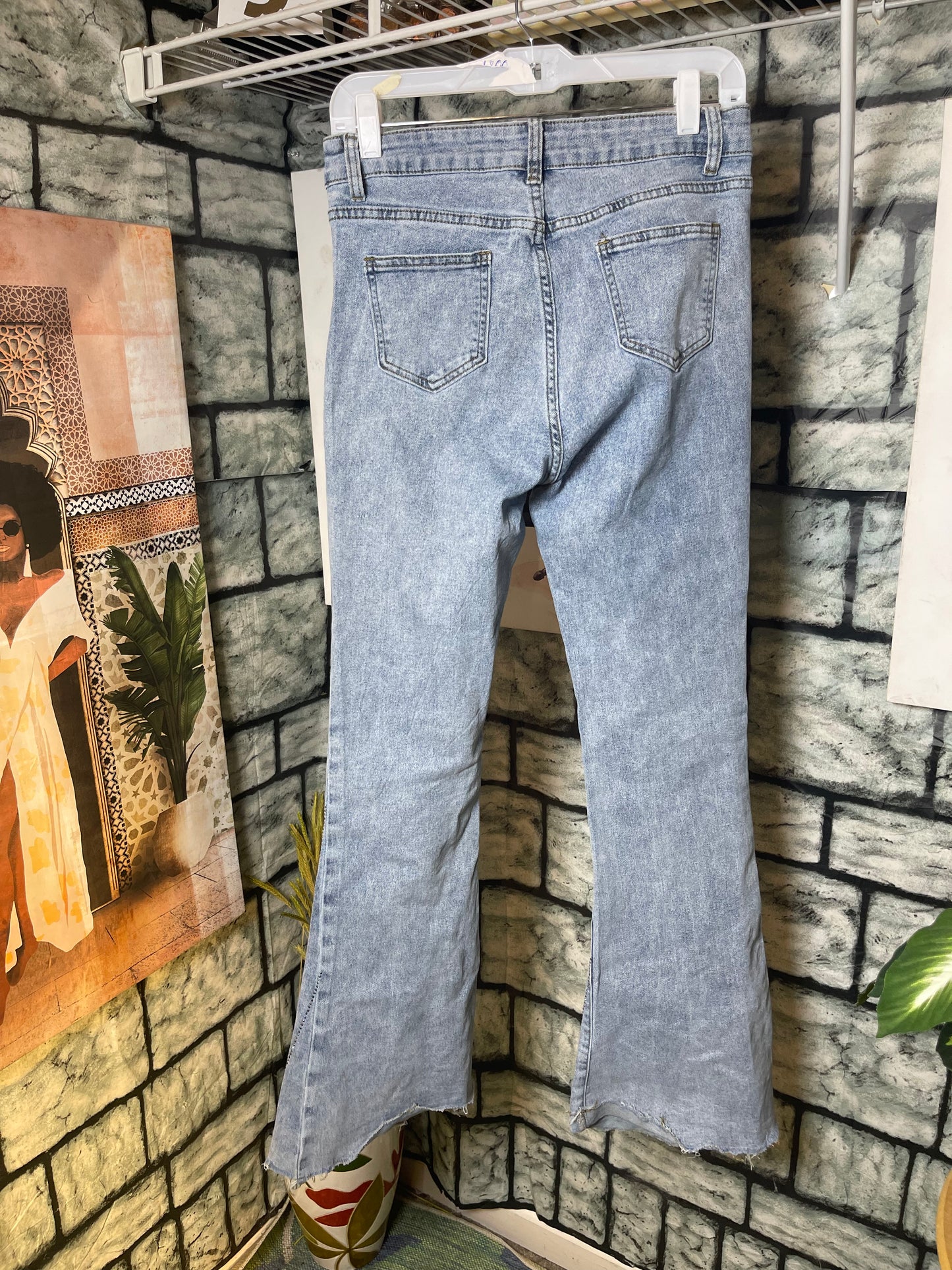 Blue B Blue Rhinestone Denim Pants Women sz Medium