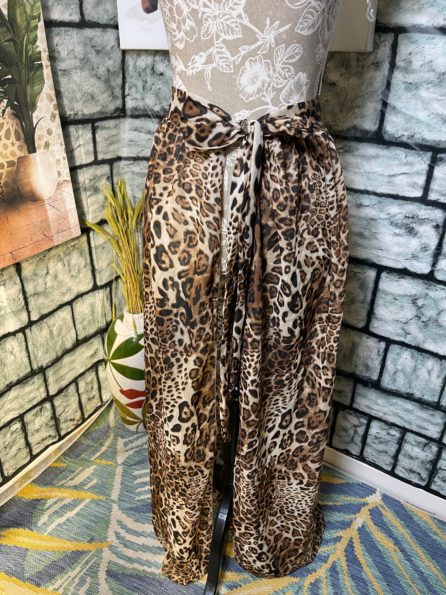 Brown Black Print Cover Wrap Women sz Small