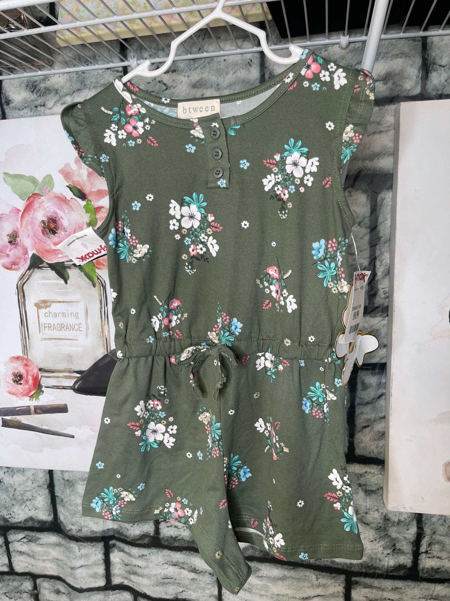 NEW Btween Green Floral Dress Girls sz 6