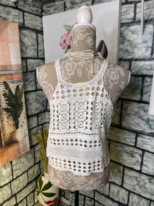 Elodie White Blouse Women sz Medium