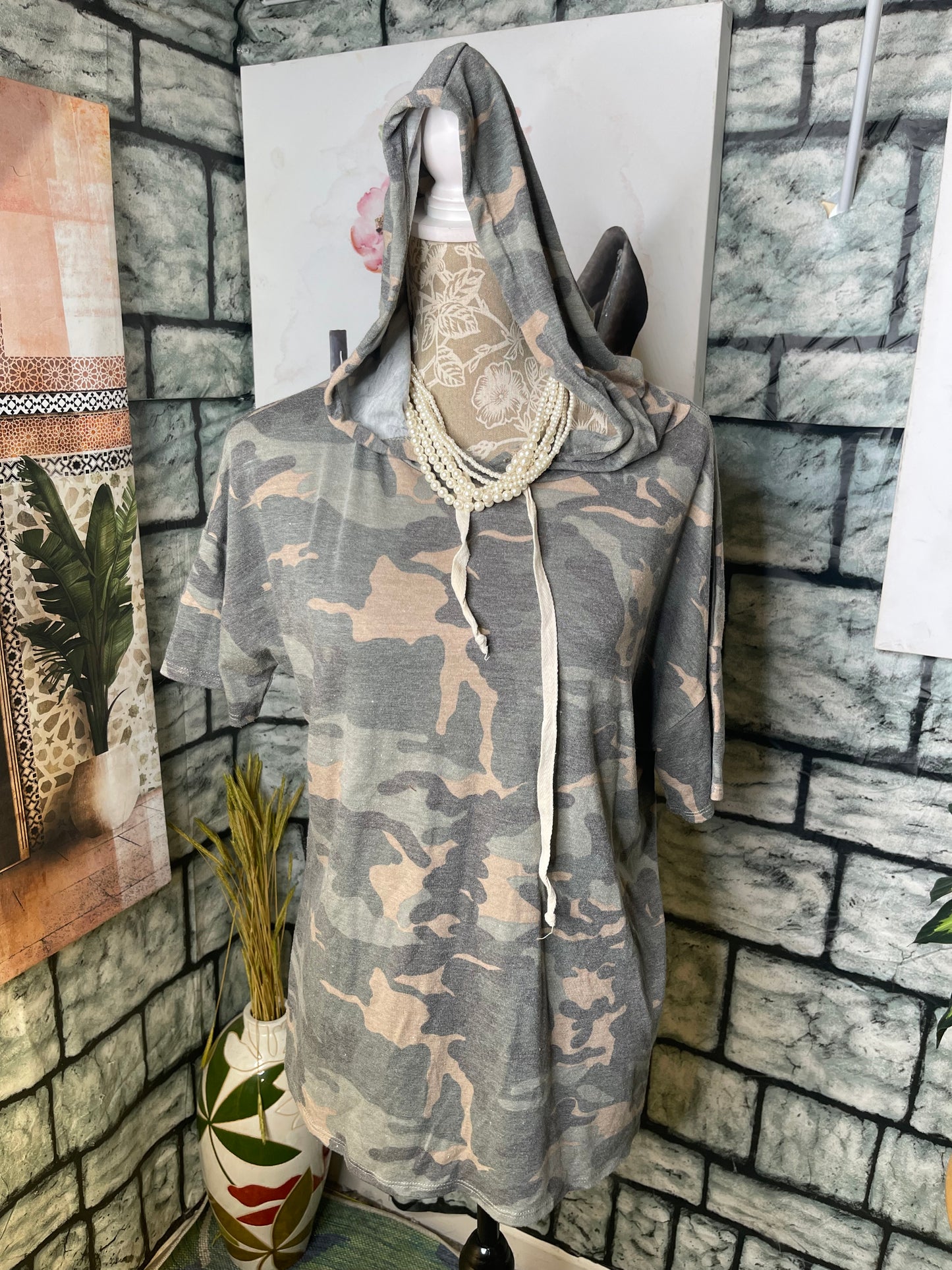 MTS Green Camo Top Women sz Medium