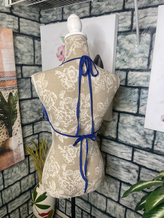 Blue Rhinestone Bra Top Women sz Large