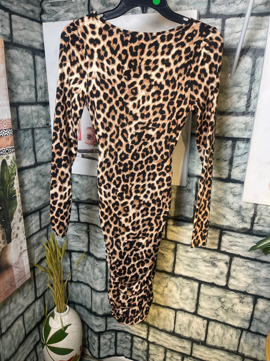 Popular Brown Animal Print Dress Women sz Small