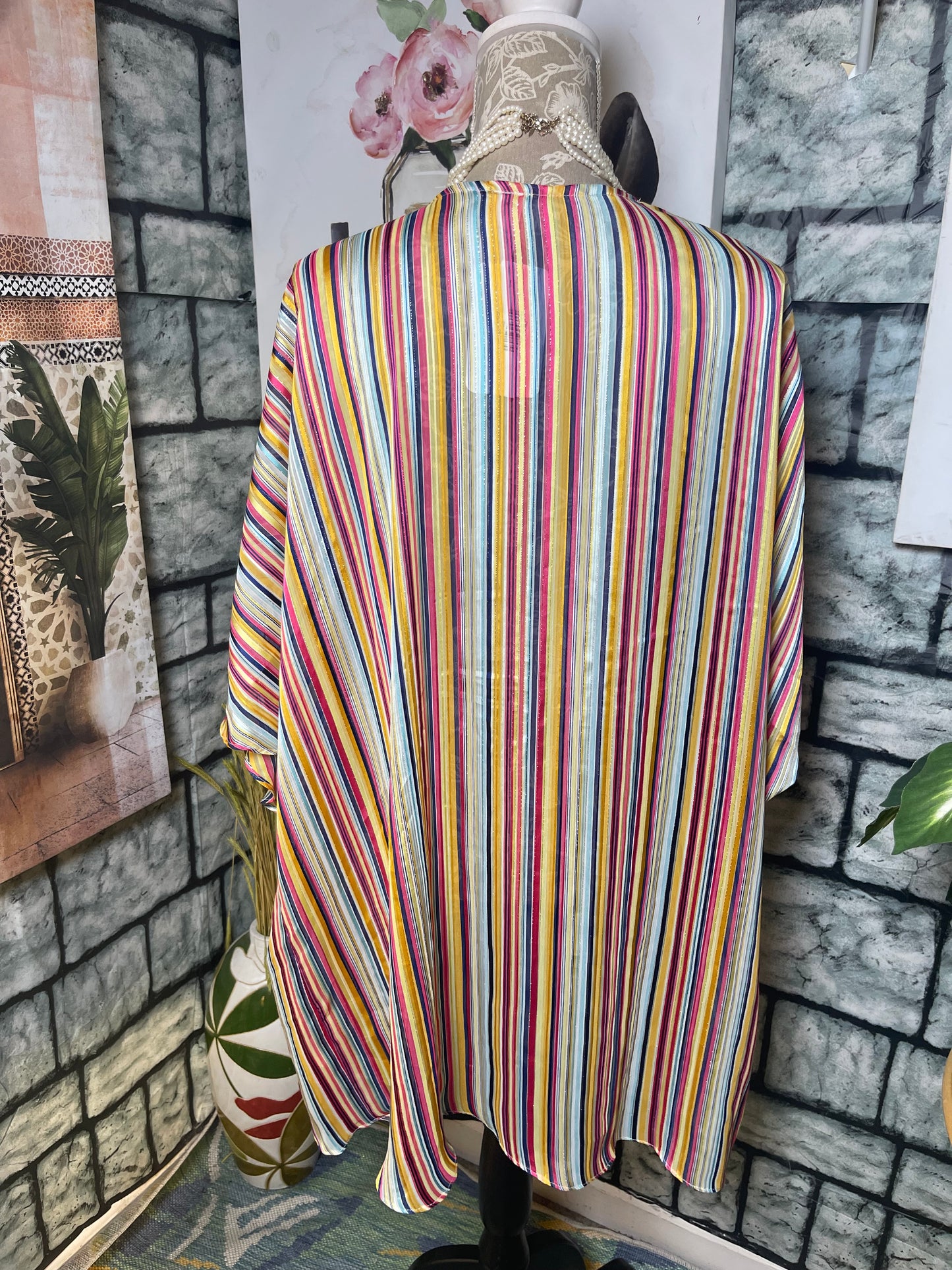 Pink Coconut Colorful Duster Top Women sz XL