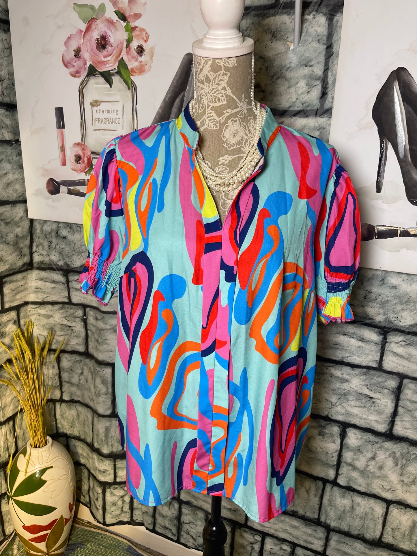 Shein Colorful Blouse Women sz 1XL