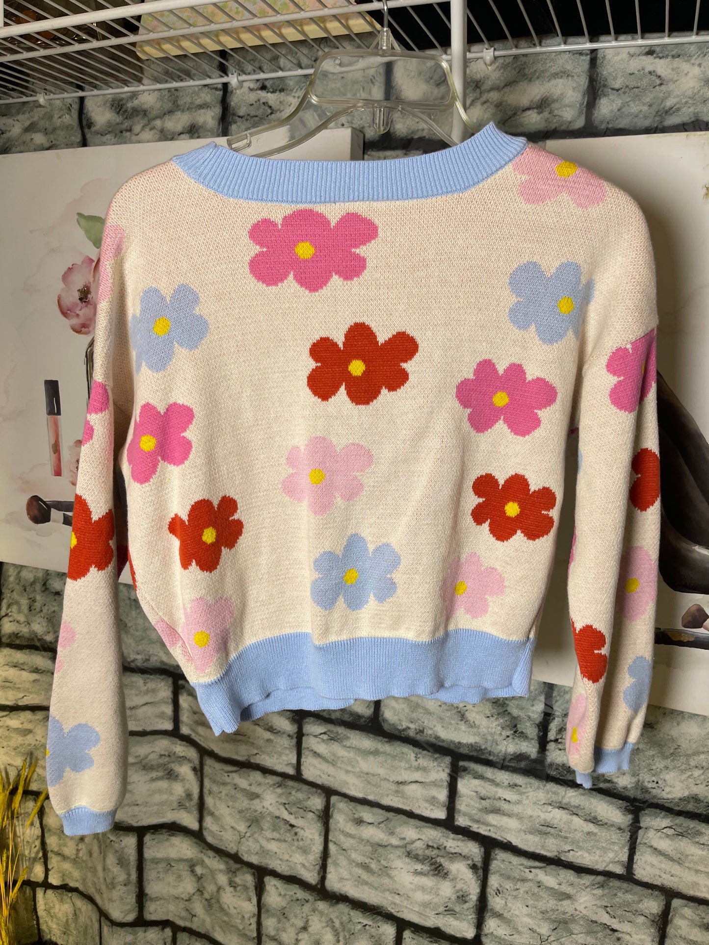Old Navy Floral Sweater Girls sz Large 10/12