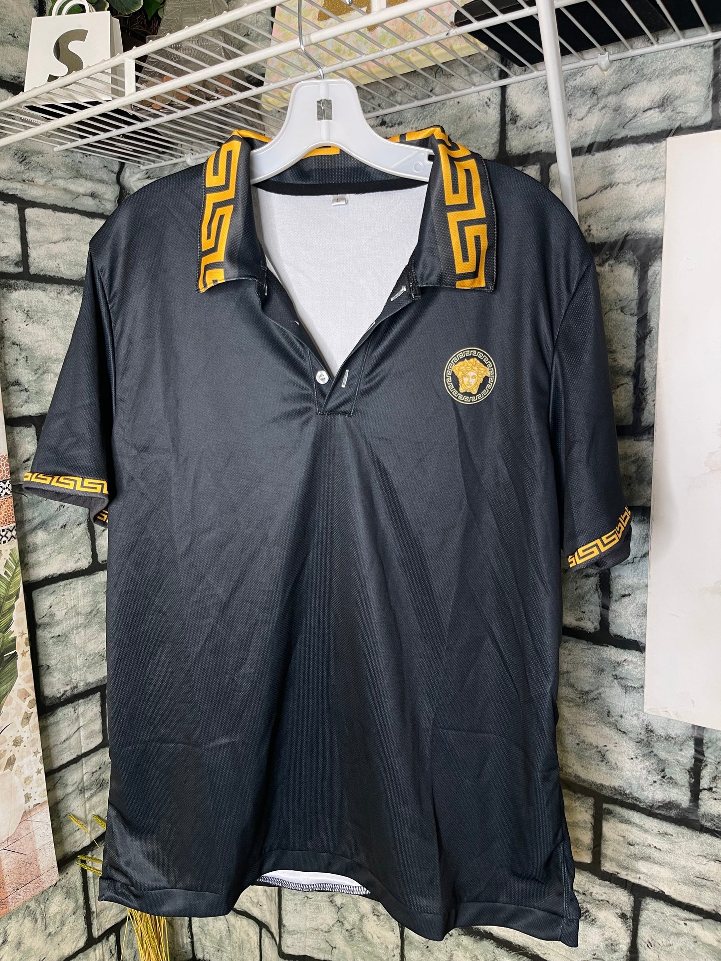 Black Gold "Versace" Shirt Men sz Large