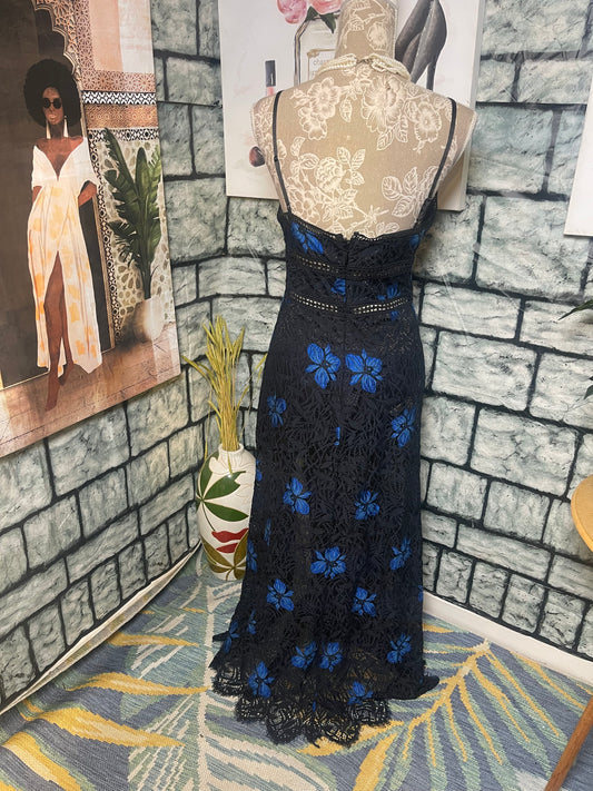 BeBe Blue Black Dress Women sz 8