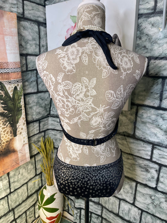 Victoria Secret Black Star 2 piece Swimsuit Womwen sz Medium