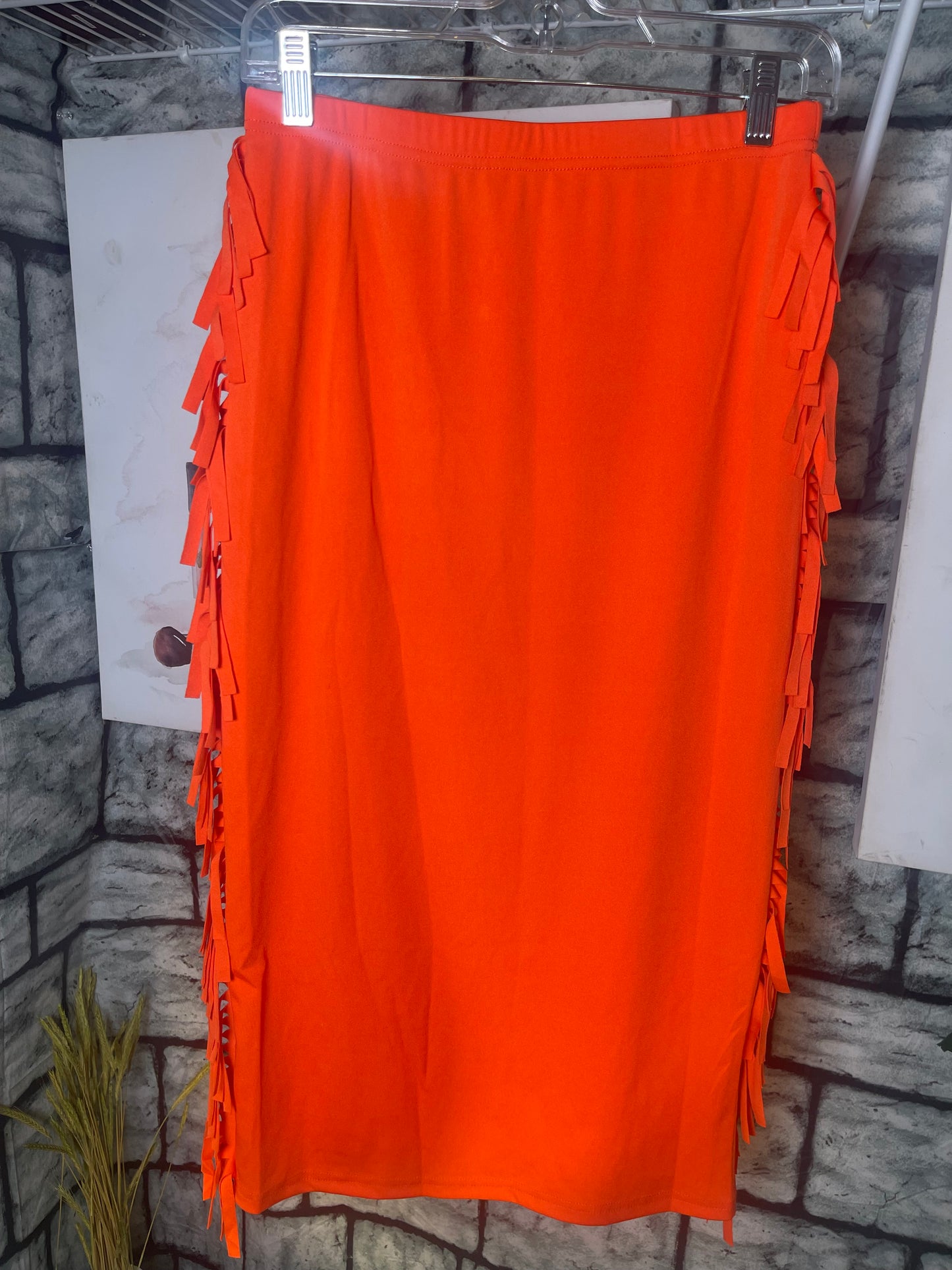 Lyaner Orange Fringe Skirt Women sz Medium