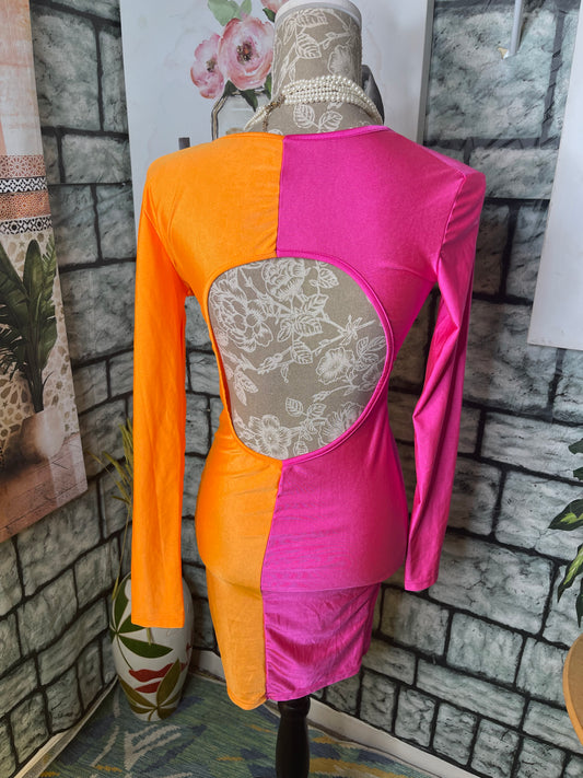 Pink Orange Dress Women sz Medium