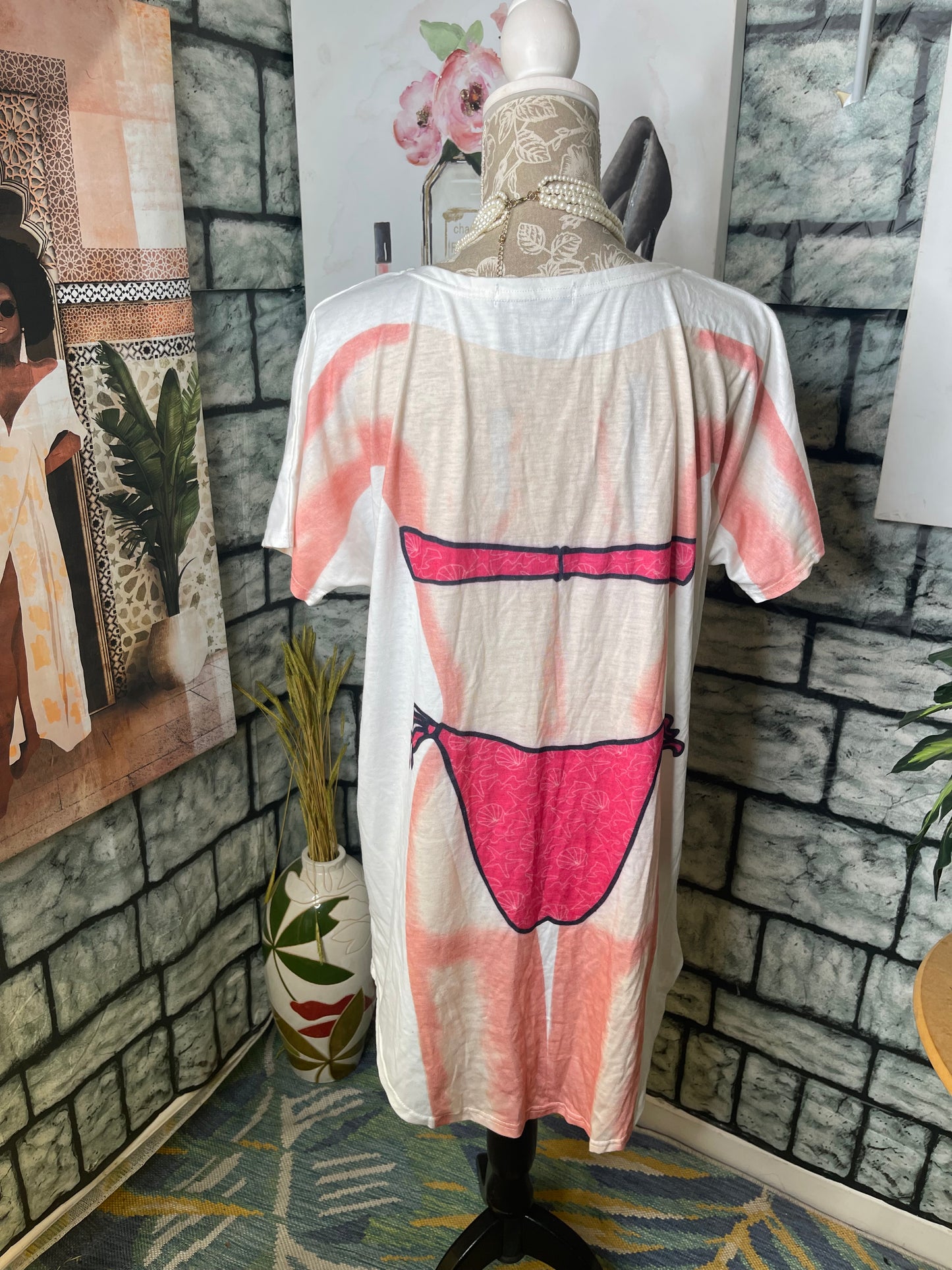 St Jubileens Body Dress Tan White Women sz Large