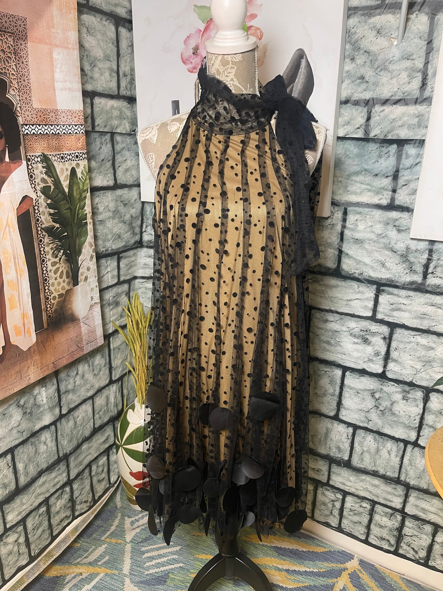 Ryu Black Tan Dress Women sz XL
