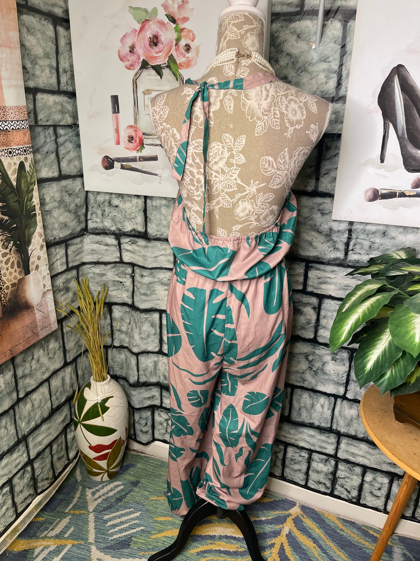 Shein Brown Green Jumpsuit Women sz Medium