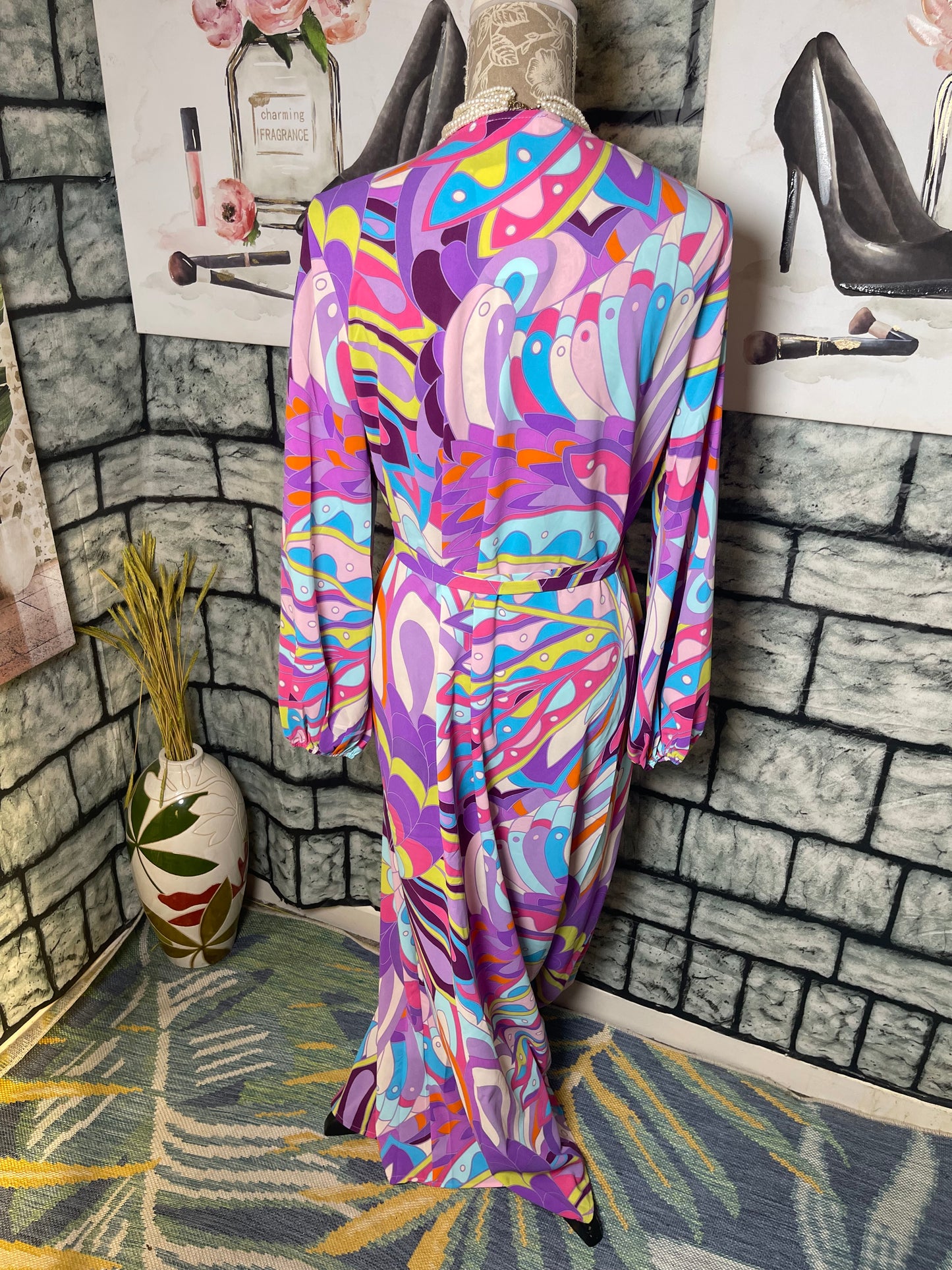 Pink Lily Purple Pink Colorful Duster Women sz Small