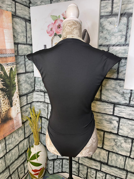 Black Bodysuit Blouse Women sz Small