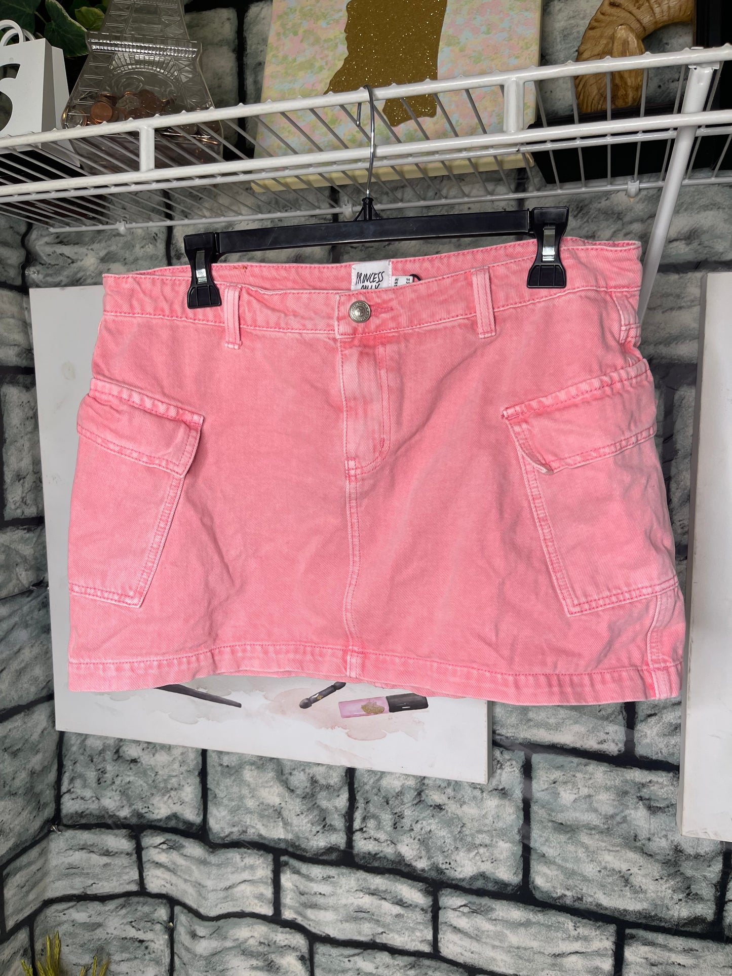 Princess Polly Pink Denim Skirt Women sz 10