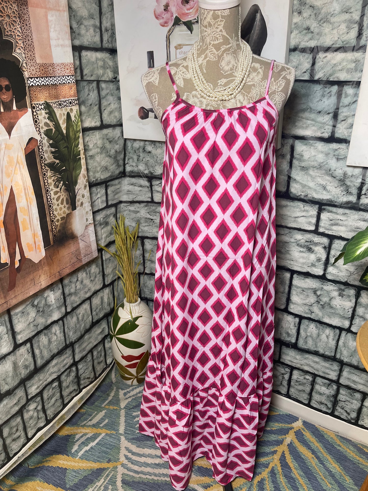 NEW Dokotoo Pink Print Dress Women sz Small