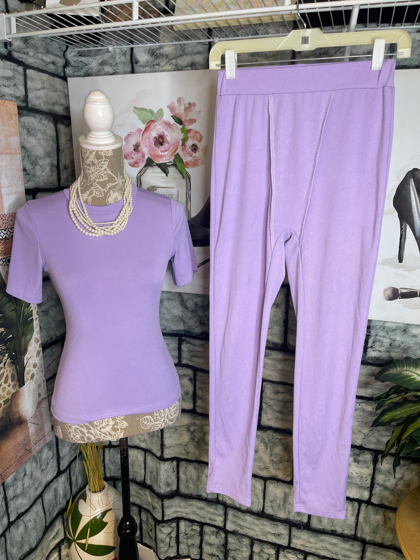 Purple 2 Piece Pants Set Women sz Small