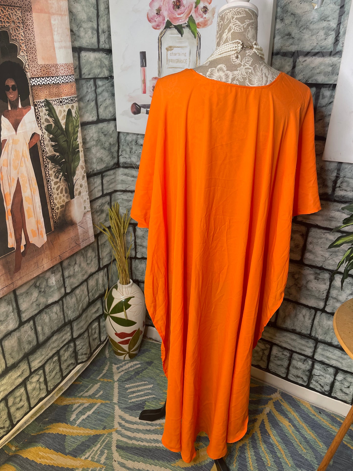 Orange Blouse Women sz One Size (best fits up to Large)