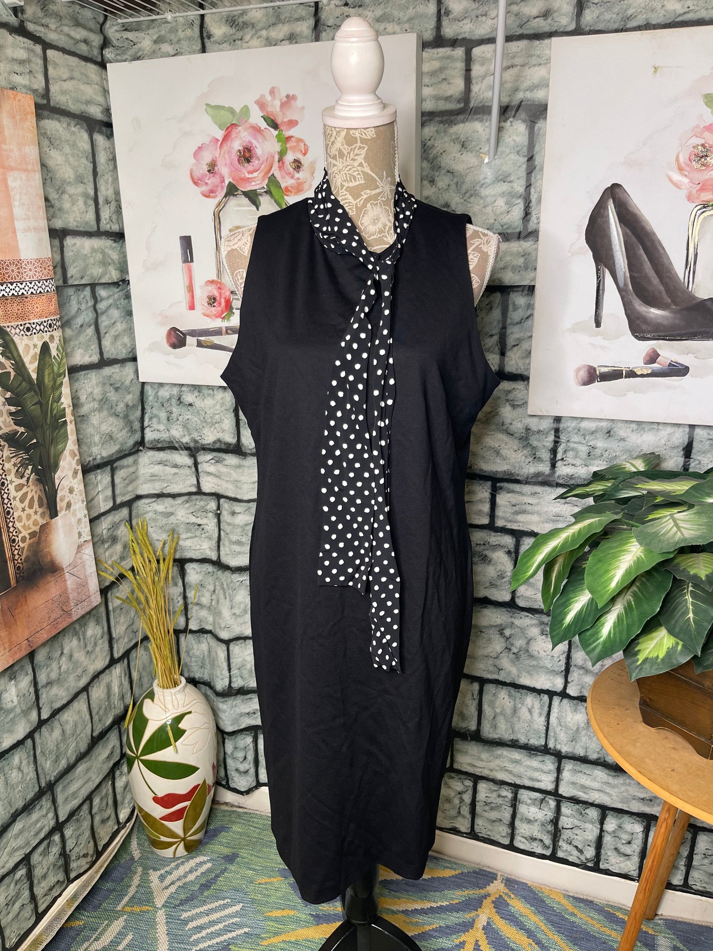 Sara Campbell Black White Dress Women sz Large