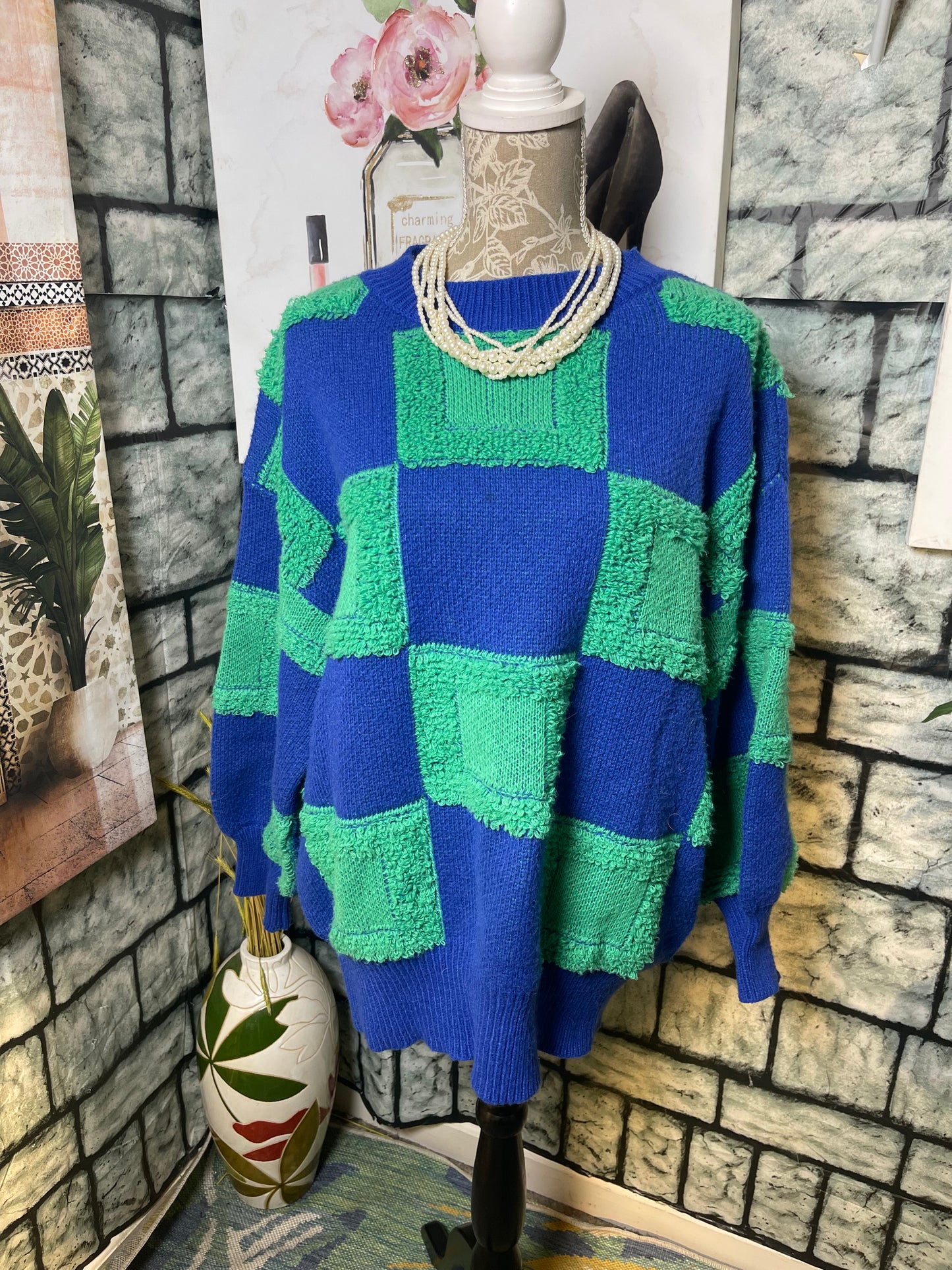 Shein Blue Green Sweater Women sz 1XL