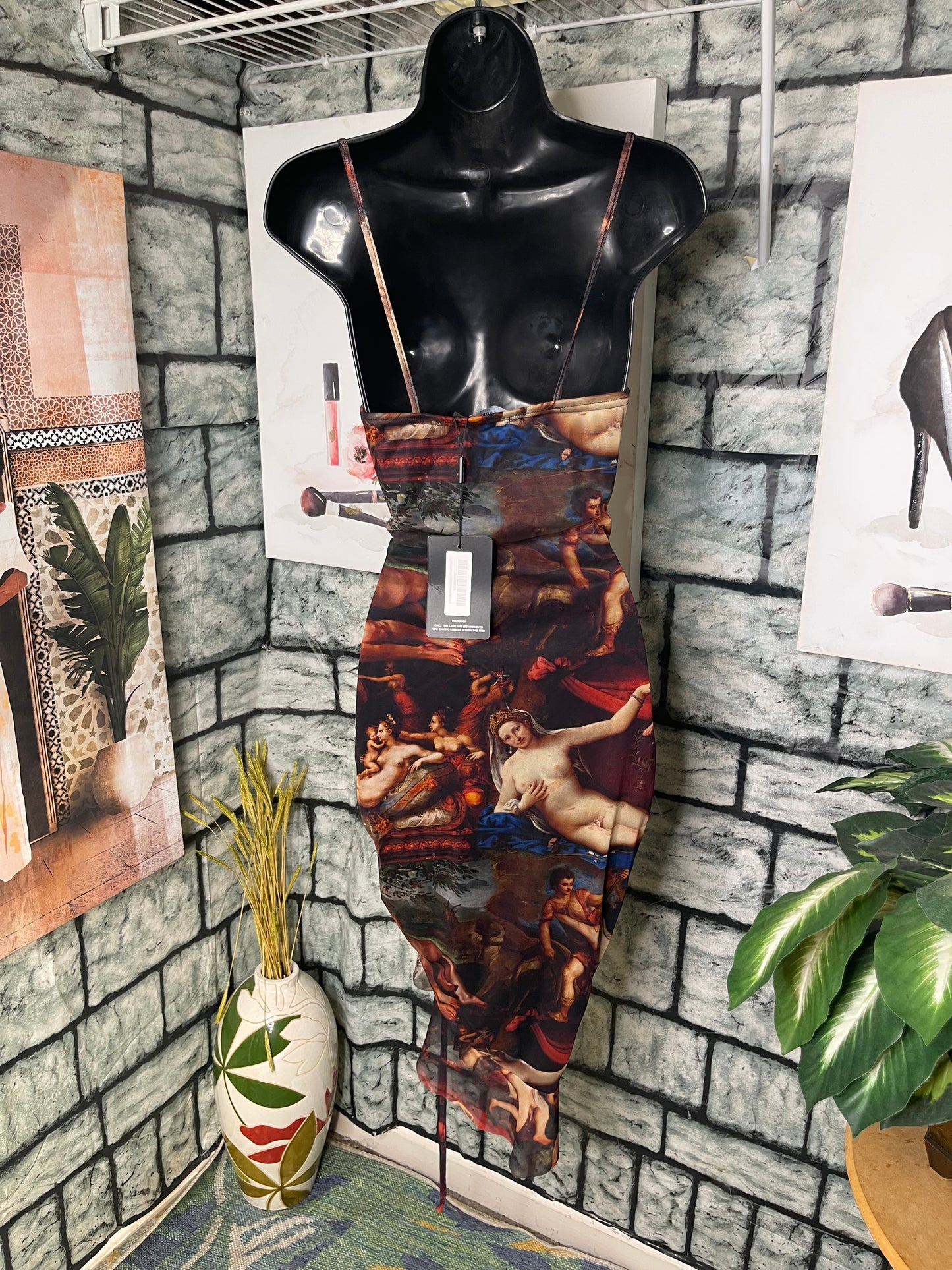 Pretty Little Thing Brown Print Dress Women sz 4