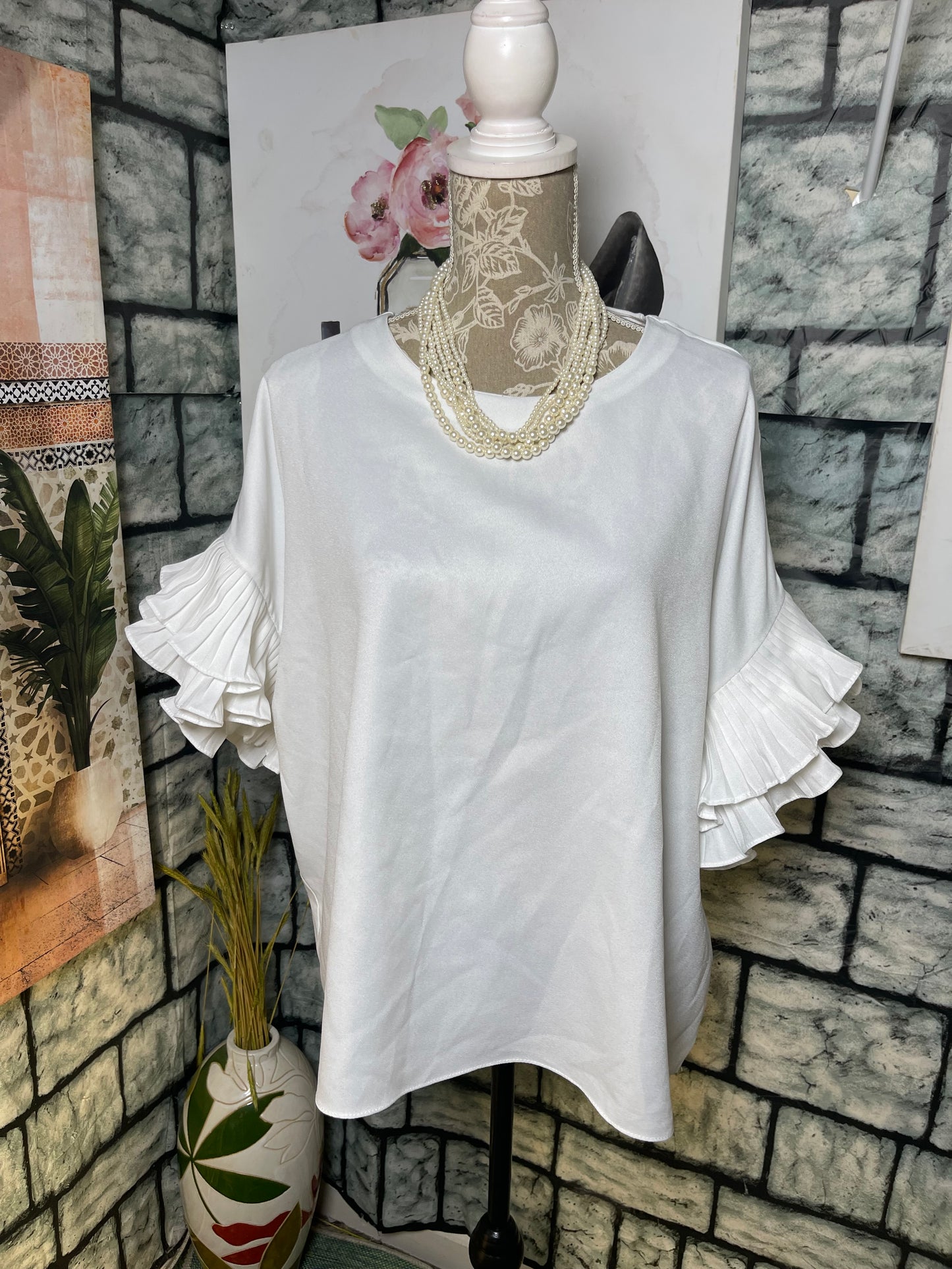Blush White Blouse Women sz Large