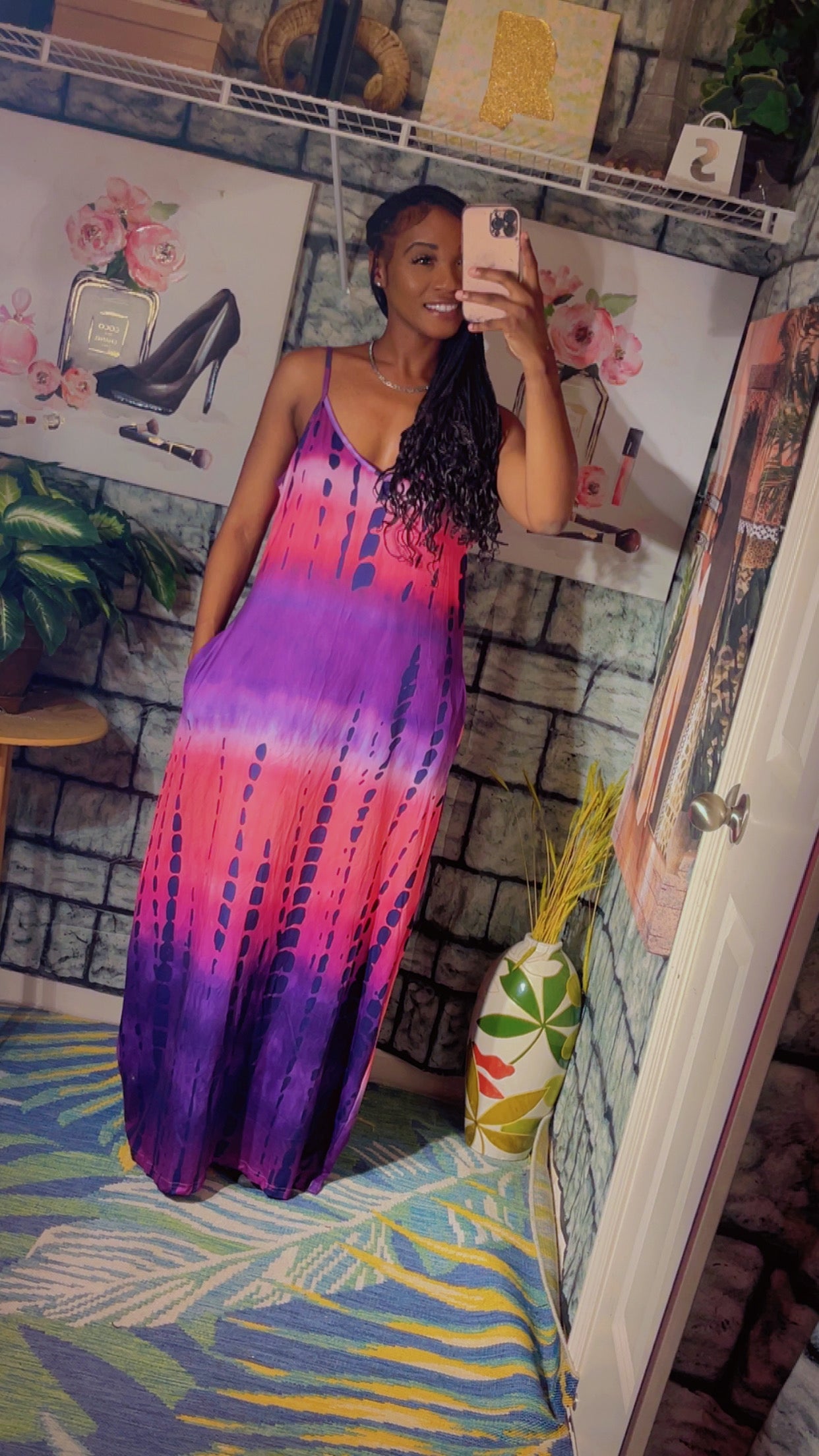 NEW Purple Pink Print Dress Women sz 2XL