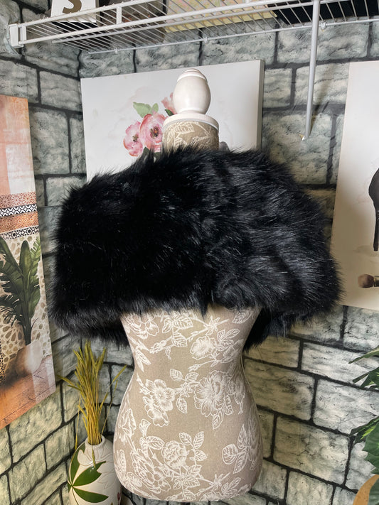 Black Fur Cover Top/ Wrap Women One Size