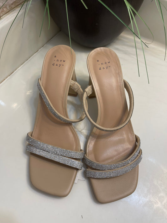 NEW A New Day Tan Rhinestone Heels Women sz 8