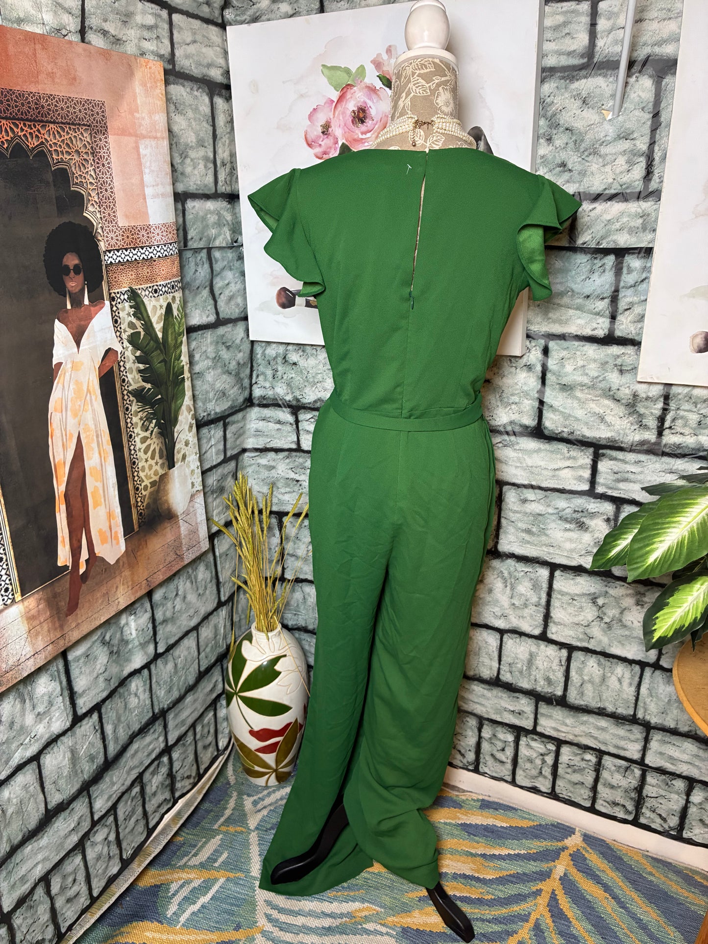 Ann Taylor Green Jumpsuit Women sz 8
