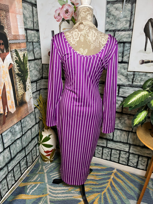 Purple White Dress Women sz Large (can fit XL)