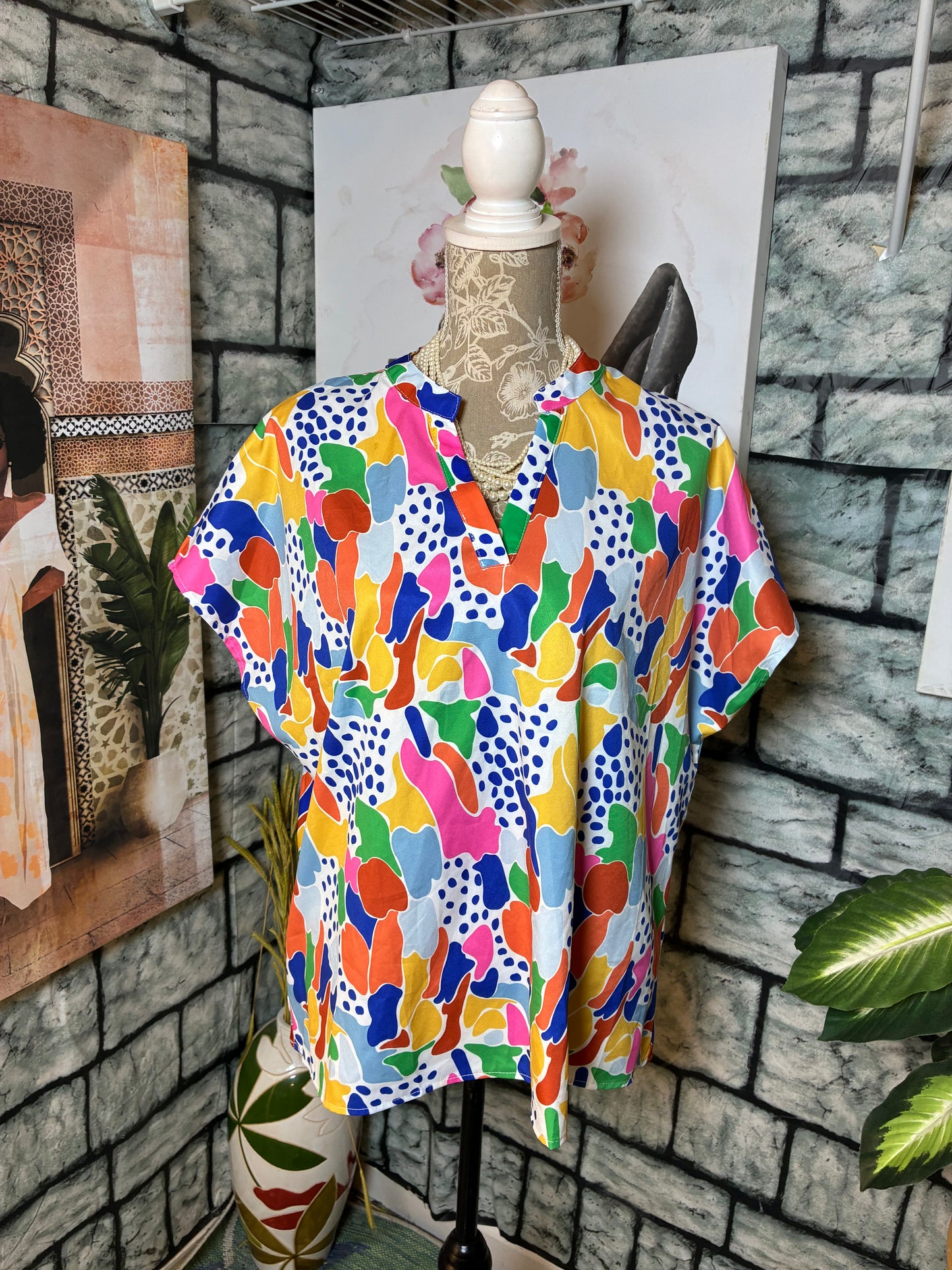 Shein Colorful Blouse Women sz XL