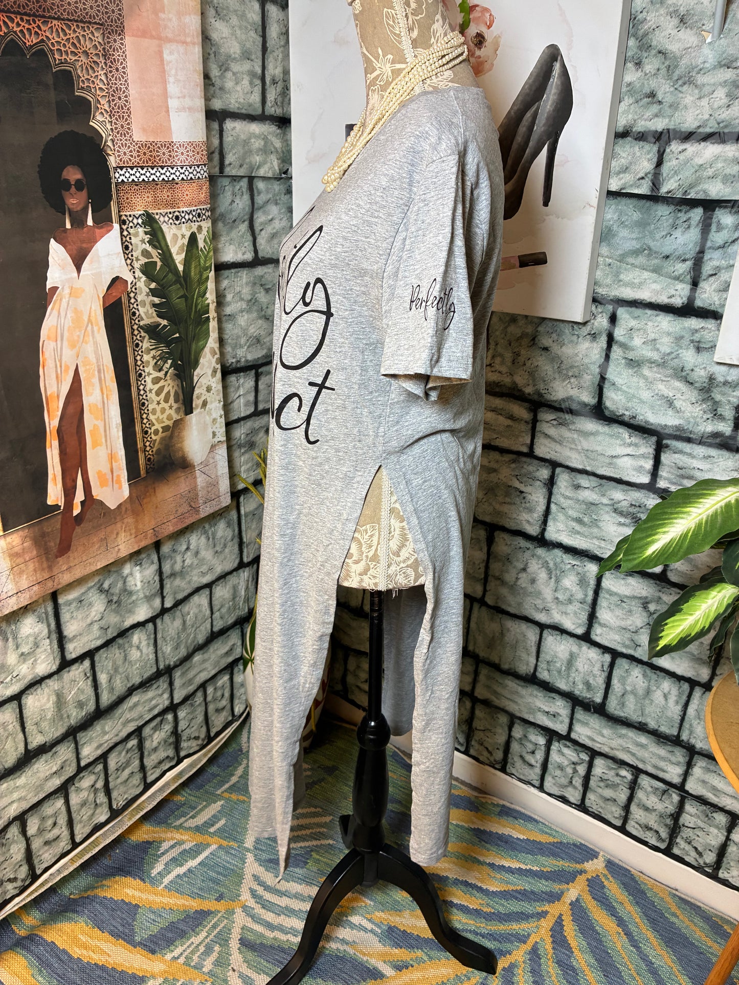 On Fire Gray Blouse Women sz 1XL