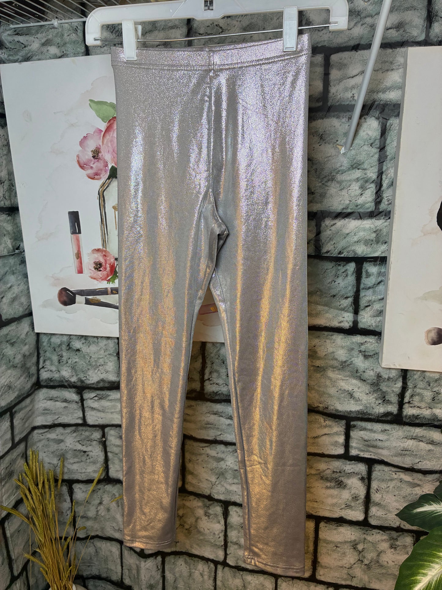 Old Navy Silver Tights Girls sz Large 10/12