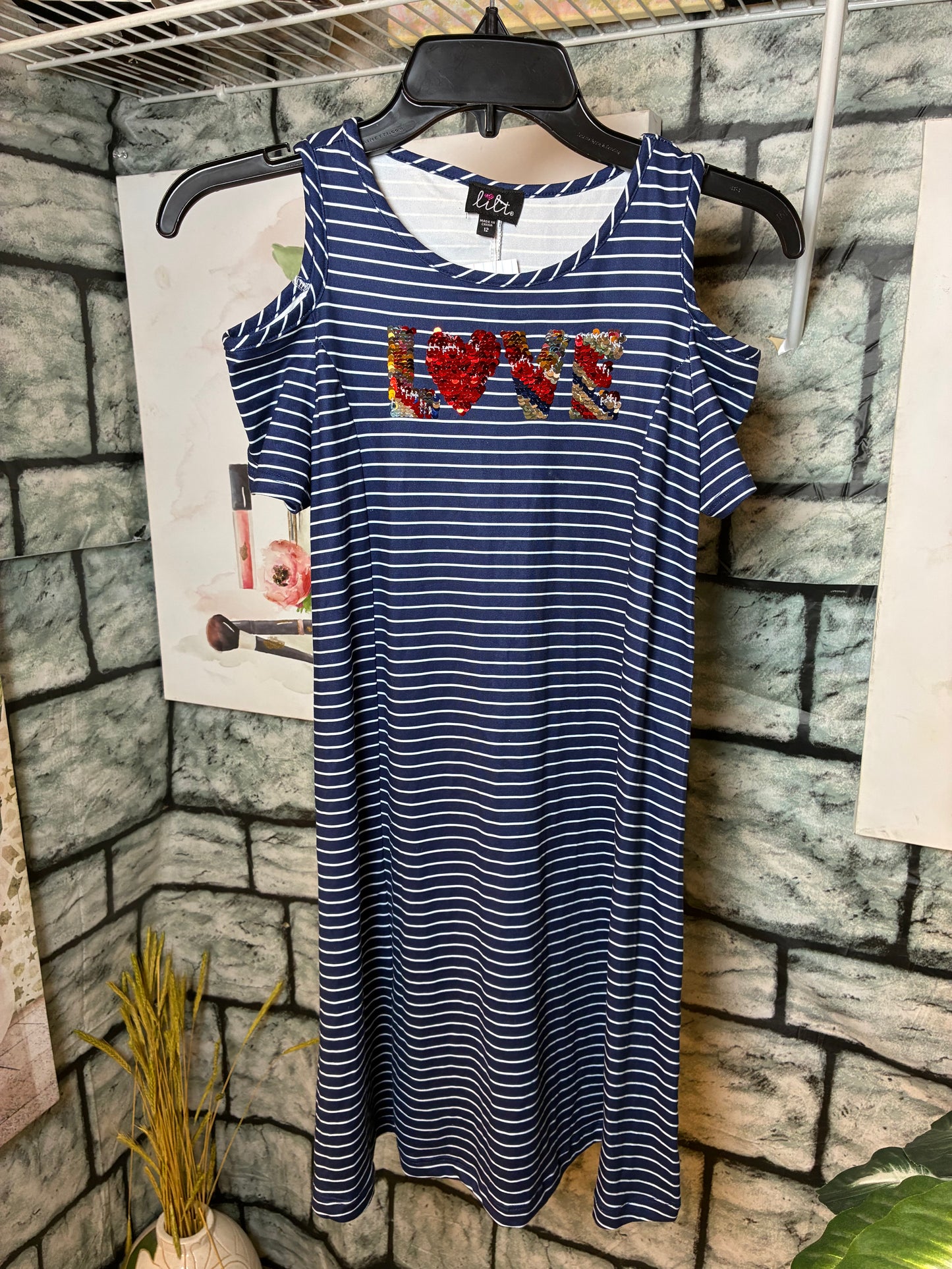 Lilt Blue White Dress Girls sz 12