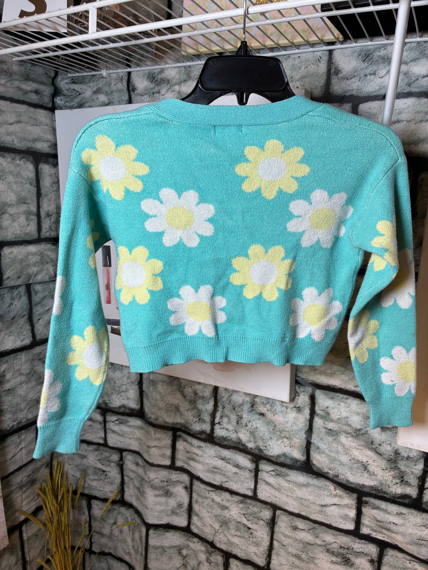 Art Class Blue Floral Sweater Girls sz Medium 7/8