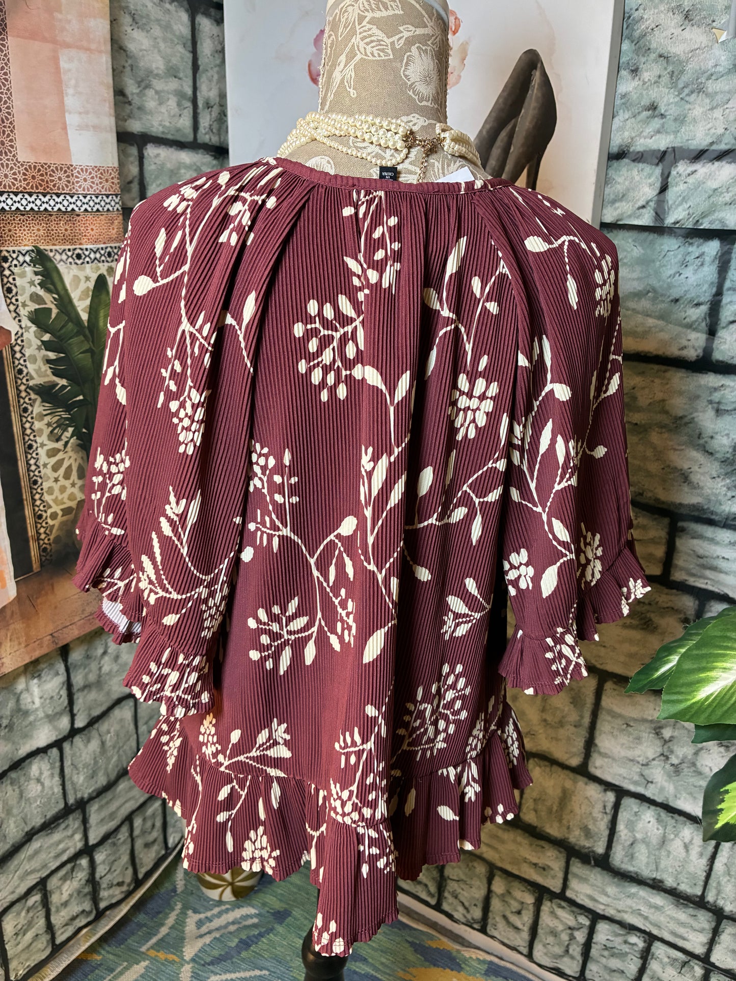 Bobeau Burgundy Blouse Women sz XL