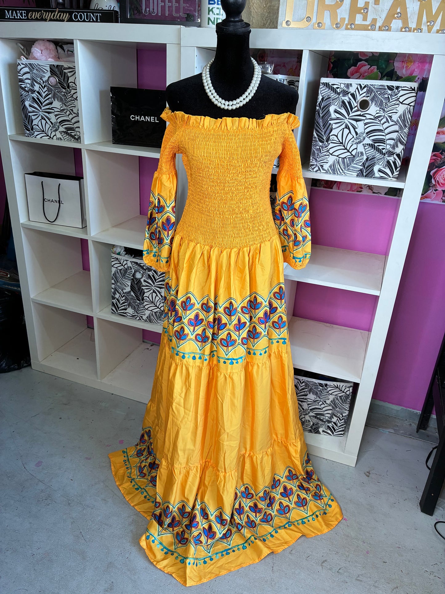 ChicMe Yellow Print Dress Women sz XL