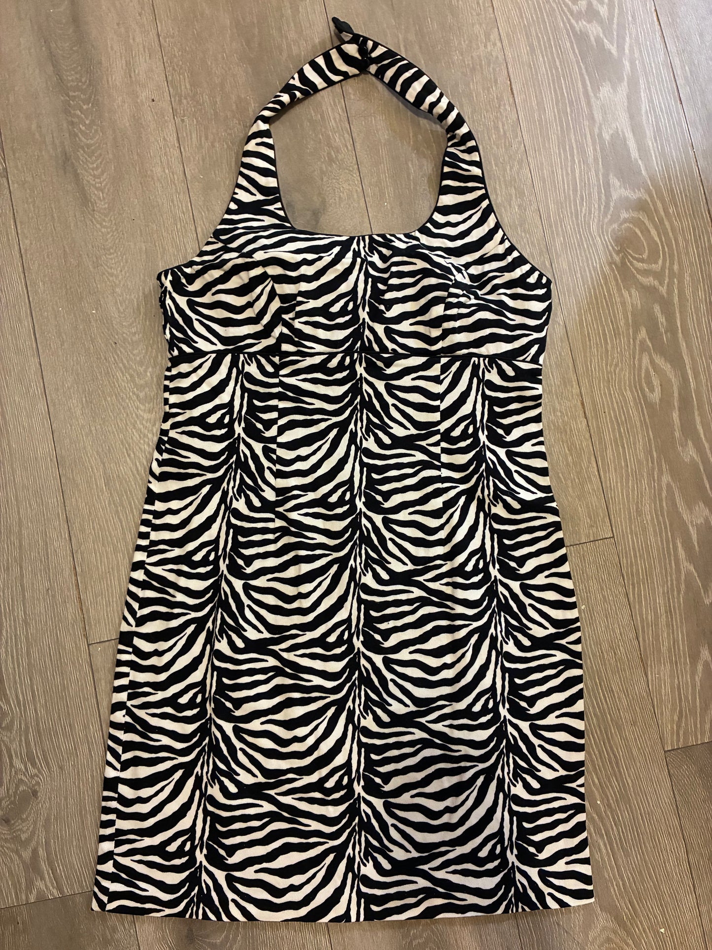 Robbie Bee Black White Print Denim Dress Women sz 12