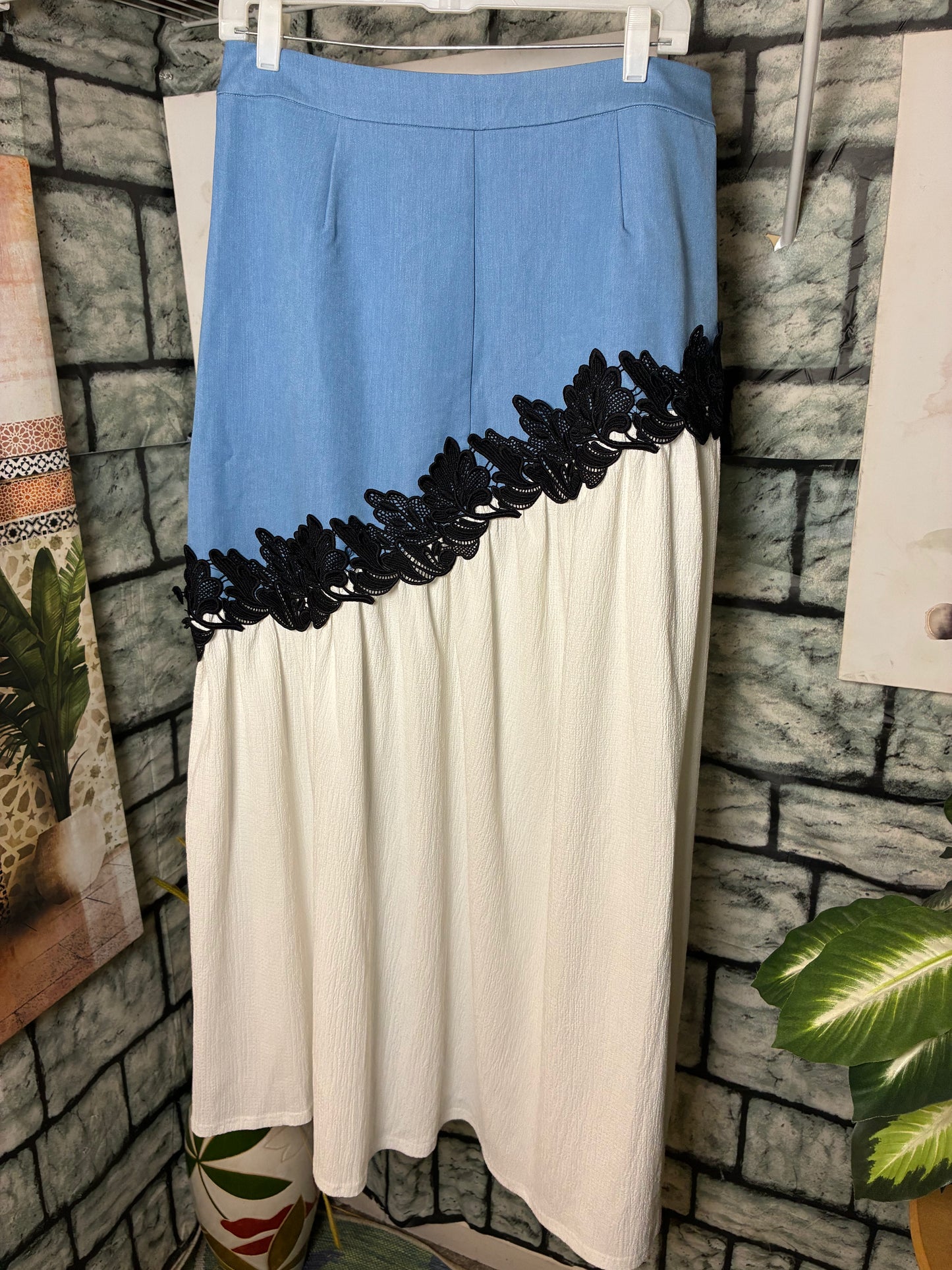 NEW Micas Denim Blue White Skirt Women sz XL