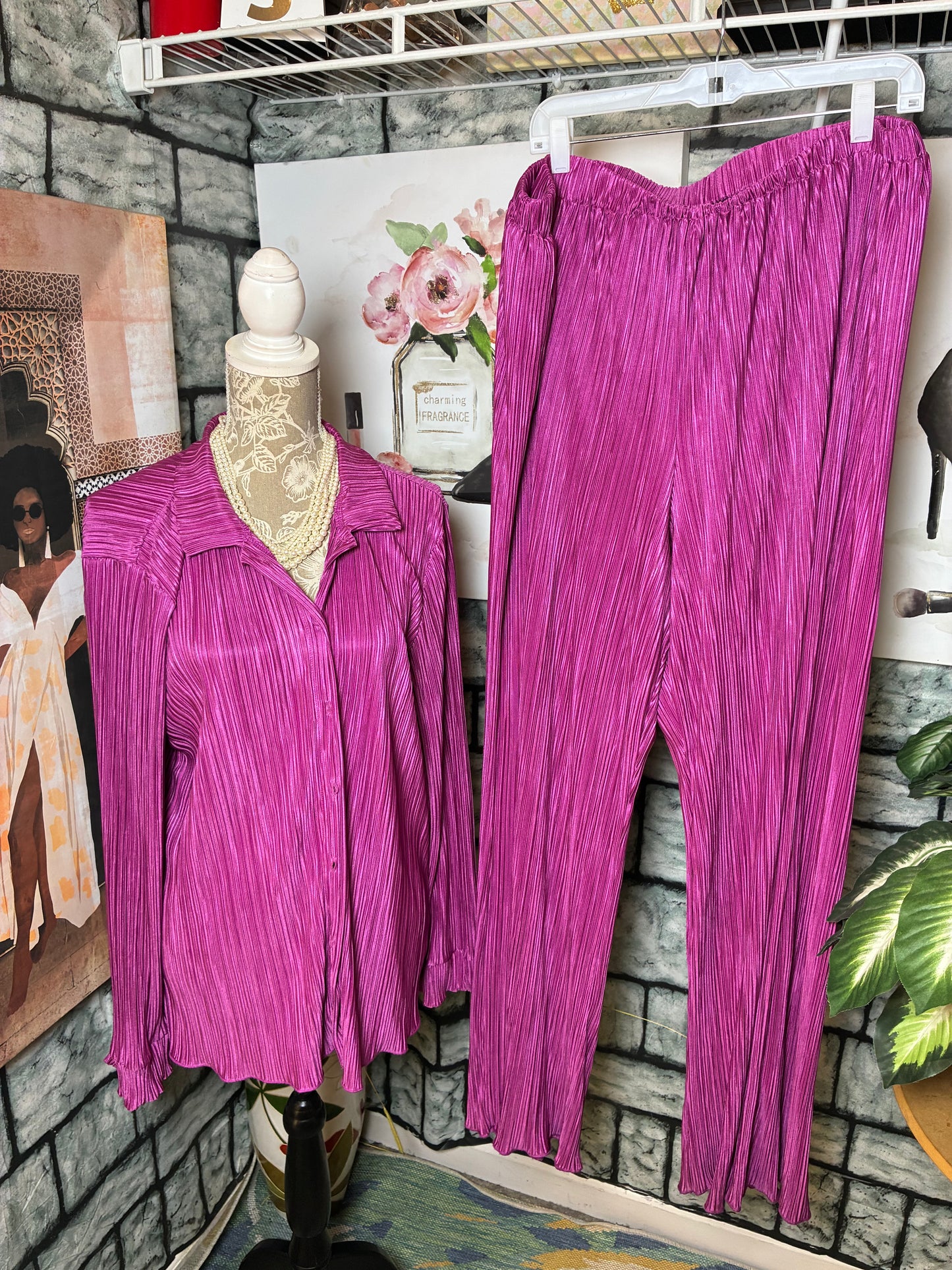 Fashion Nova Purple 2 Piece Pants Set Women sz 2XL
